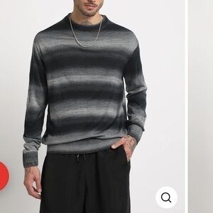 New Aqua Wool Ombre Sweater Crew Neck Hipster Streetwear Casual Grey Black XL